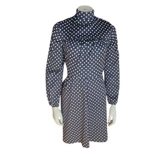 true vintage black with white polka dot dress small
